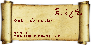 Roder Ágoston névjegykártya